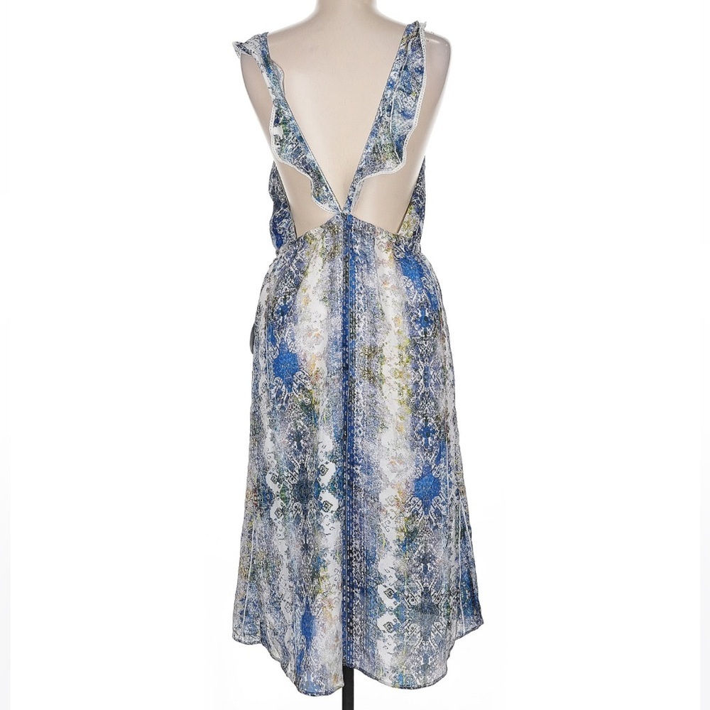 Tularosa Revolve Willa Hi-lo Surplice Neck dress blue scarf watercolor Medium - Picture 3 of 7